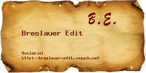 Breslauer Edit névjegykártya